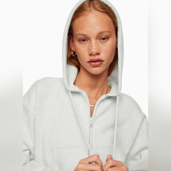 Aritzia TNA Cozy Sweatfleece Boyfriend Boxy Zip Hoodie In Seashell Pink Size S - Picture 12 of 15